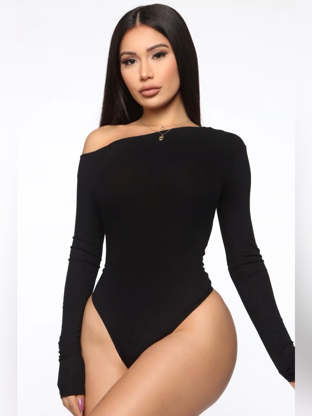 Fashion Nova Black Off-Shoulder Bodysuit